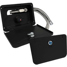 Revex Karavan sıcak soğuk Duş YERLİ ÜRETİM Paslanmaz Metal Hortum Paslanmaz Inox Duş Başlığı Kilitli Siyah Sıcak/soğuk