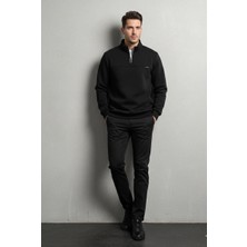 Fumex Fümex Erkek Yarım Fermuarlı Dik Yaka Sweatshirt - Premium Dokulu Slim Fit Polar Kazak
