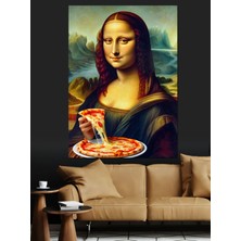 Mushen Studıo Pizza Yiyen Mona Lisa Dekoratif Kanvas - Mdf Ahşap Tablo