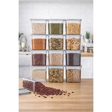 Celsen Home 12 Adet 24 Parça 2 Litre Dikdörtgen Erzak Bakliyat Saklama Kabı Seti 20 Etiket Hediyeli