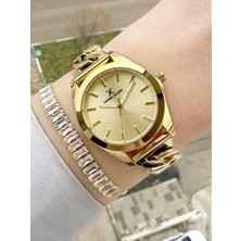 Daniel Klein Gold Renk Zincir Kordon Kadın Kol Saati ve Bileklik