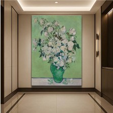 Mushen Studıo Vincent Van Gogh Vazo Beyaz Güller Kanvas Tablo Duvar Tablosu Dekoratif Ressam Tablosu