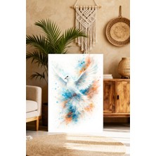 Mushen Studıo Sulu Boya Efektli Beyaz Güvercin Kanvas Tablo - Modern Dekoratif Duvar Tablosu