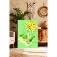 Mushen Studio Mushen Studıo Sarı Çiçekli Lavanta Desenli Kanvas Tablo - Yeşil Modern Duvar Dekoru