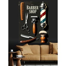 Mushen Studıo Vintage Berber Dükkanı Posteri Dekoratif Kanvas - Mdf Ahşap Tablo