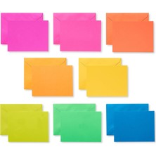 Greetings Zarflı Boş Kartlar, Neon Gökkuşağı Renkleri, 100 Adet