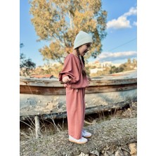 Pinklime Jr. Kız Çocuk Erkek Çocuk Extra Yumuşak Alt Üst Takım-Gül Kurusu Kreş Anaokulu Okul Takım