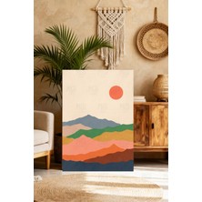 Mushen Studıo Modern Bohem Manzara Kanvas Tablo - Minimalist Dağ ve Güneş Temalı Duvar Dekoru