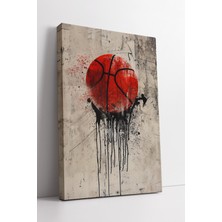 Mushen Studıo Kırmızı Basketbol Topu Spor Sanat Temalı Modern Minimal Tarz Dekoratif Kanvas Duvar Tablo