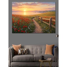 Mushen Studıo Gelincik Bahçesi Yolu Dekoratif Kanvas - Mdf Ahşap Tablo