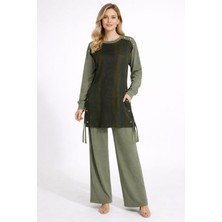 Yanları Çıtçıt Düğme Detaylı Pantolonlu Takım