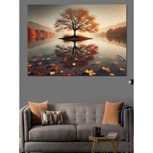 Mushen Studio Mushen Studıo Göl Kenarında Yalnız Ağaç Dekoratif Kanvas - Mdf Ahşap Tablo