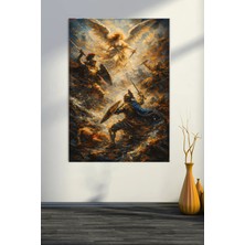 Mushen Studıo Mitolojik Savaş ve Melek Temalı Kanvas Tablo - Epik Barok Tarzı Duvar Dekoru