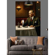 Mushen Studıo Mustafa Kemal Atatürk ve Rakı Dekoratif Kanvas - Mdf Ahşap Tablo