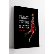 Mushen Studio Mushen Studıo Michael Jordan Basketbol Temalı Ilham Verici Motivasyon Sözlü Modern Kanvas Tablo Spor Duvar Sanatı