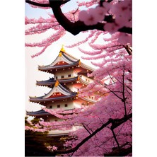 Mushen Studıo Pembe Japon Ağacı Hd Baskı Dikey Kanvas Tablo Oturma Odası Salon Hobi Odası Dekoru