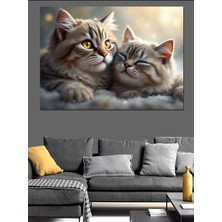 Mushen Studıo Sarılmış Iki Kedi Dekoratif Kanvas - Mdf Ahşap Tablo