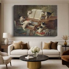 Mushen Studıo Carl Reichert Piyano Başı Kediler Hayvan Resmi Kanvas Tablo Duvar Tablosu Dekoratif Ressam Tablosu