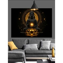 Mushen Studıo Altın Işıklı Meditasyon Buda Dekoratif Kanvas - Mdf Ahşap Tablo