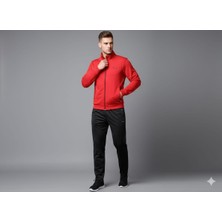 Fumex Spor Giyim Erkek Kırmızı Siyah Fermuarlı Cepli Eşofman Takımı - Slim Fit Mevsimlik Spor Takım