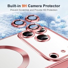 17 Pro Max Şeffaf Manyetik Kılıf (Magsafe Uyumlu) + 2 Temperli Cam – Darbeye Dayanıklı (Rose)