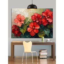 Mushen Studıo Yoğun Kırmızı Tonlarda Çiçek Buketi Dekoratif Kanvas - Mdf Ahşap Tablo