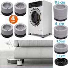 Beyaz Eşya Ayağı Çamaşır Makinesi Mobilya Titreşim Önleyici Kaydırmaz ve Yükseltici 4 Lü Set (8,5 Cm)