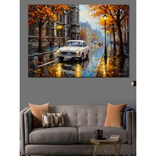 Mushen Studıo Sonbahar Manzarası Park Eden Araba Dekoratif Kanvas - Mdf Ahşap Tablo