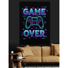 Mushen Studıo Game Over Neon Afiş Dekoratif Kanvas - Mdf Ahşap Tablo