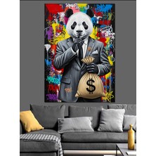 Mushen Studıo Para Saçan Panda Rapçi Dekoratif Kanvas - Mdf Ahşap Tablo