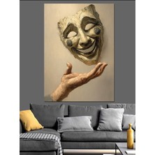 Mushen Studıo Antik Tiyatro Maskesi Heykeli Dekoratif Kanvas - Mdf Ahşap Tablo