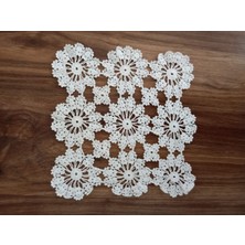 Mor Tırtıl El Işi Dantel Kare Sehpa Masa Örtüsü Hediyelik, Çeyizlik, Nostaljik, Vintage