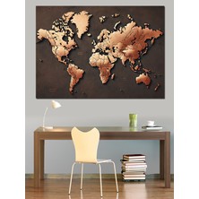 Mushen Studio Mushen Studıo Antik Dünya Haritası Dekoratif Kanvas - Mdf Ahşap Tablo