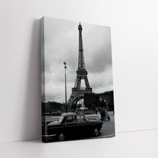 Mushen Studıo Tarihi Siyah Beyaz Eyfel Kulesi Karakter Kanvas Tablo