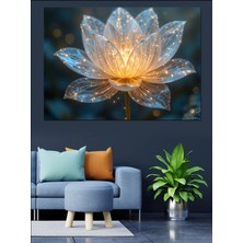 Mushen Studıo Işık Saçan Kristal Lotus Çiçeği Dekoratif Kanvas - Mdf Ahşap Tablo