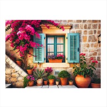 Mushen Studio Mushen Studıo Çiçeklerle Kaplı Pencere Desenli Mdf Tablo