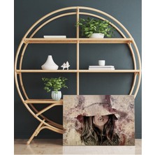 Mushen Studıo Dekor Ofisi Sanatsal Modern Şapkalı Kadın Dekoratif Hd Baskı Kanvas Tablo