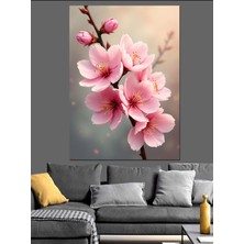 Mushen Studıo Pembe Kiraz Çiçekleri Dekoratif Kanvas - Mdf Ahşap Tablo