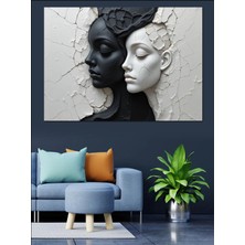 Mushen Studıo Siyah Beyaz Kadın Yüzleri Dekoratif Tablo