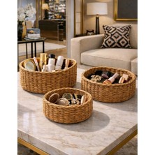 Kitchen Pembelia 3’lü Yuvarlak Hasır Çok Amaçlı Banyo Mmutfak Makyaj Aksesuar Organizeri,çok Amaçlı Düzenleyici