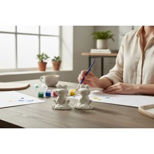 Çerçi Melek Boyanabilir Sevimli Kurbağa Biblo – 2’li Set (6 Renk Boya + Fırça)