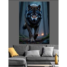 Mushen Studıo Karanlıkta Ilerleyen Vahşi Kurt Dekoratif Kanvas - Mdf Ahşap Tablo