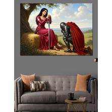 Mushen Studıo Pin-Up Kırmızı Elbiseli Kadın Dekoratif Kanvas - Mdf Ahşap Tablo