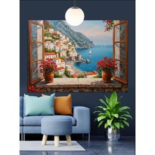 Mushen Studıo Pencereden Deniz Manzarası Dekoratif Kanvas - Mdf Ahşap Tablo