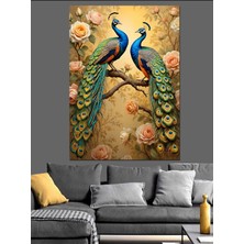 Mushen Studıo Aşkın Zarif Tavus Kuşları Dekoratif Kanvas - Mdf Ahşap Tablo