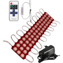 Powerr Led Aydınlatma 20 Adet 12 Volt 3 Watt 3 Lens Kırmızı 3030 LED Modül 12A Tek Renk Rf Dimmer 3A Priz Tipi Adaptör Set