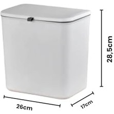 Eco Lounge Mutfak Tezgah Üstü ve Dolap Askılı Çöp Kovası 12LT Gri (NVE163)