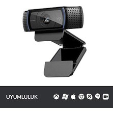 C920 Hd Pro Web Kamerası, 1080P/30 Fps Çözünürlük, Rightlight 2 ile Otomatik Işık Düzeltme, Çift Mikrofonlu Ses, Siyah