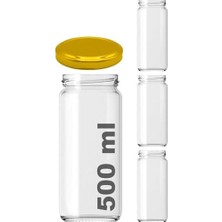 Eco Lounge 3 Adet 500 ml Cam Kavanoz, Metal Kapaklı, Şeffaf Konserve Kavanozu (500 Mililitre) 3 Adet