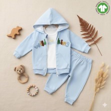 The Nest Kids Nordic Baby 3’lü Organik Pamuklu Safari Temalı Kapüşonlu Set